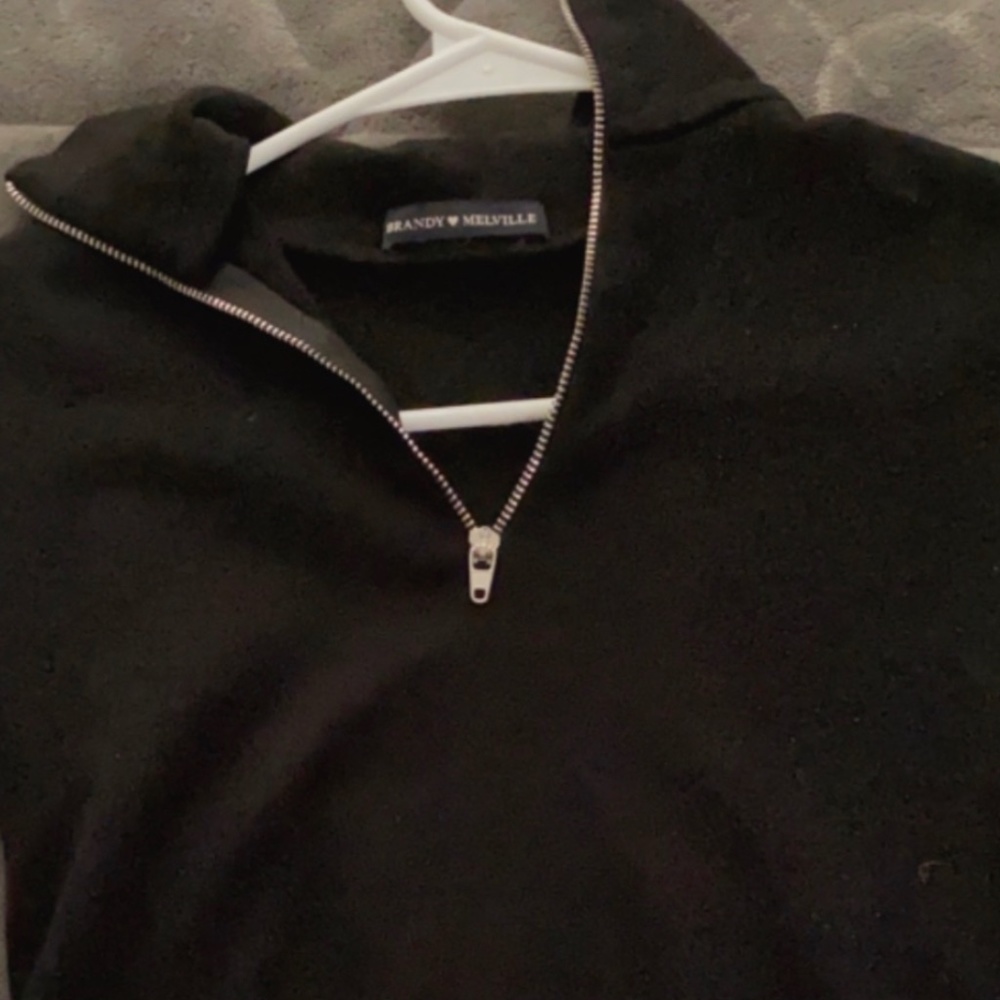black zip brandy top